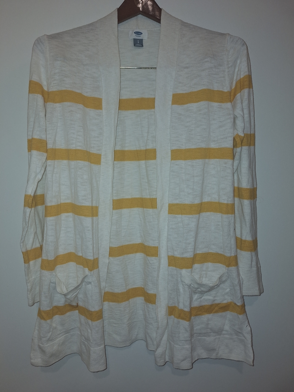 Old Navy Women's Cream & Yellow Striped Open Cardigan